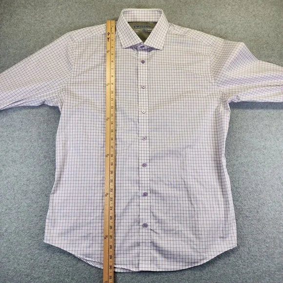 Twillory Performance Shirt Men‎ 16.5 34-35 Trim Fit Lilac Plaid Long Sleeve - Picture 7 of 7